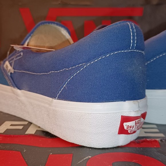 Vans Men's 4.5/Women's 6 Slip On Big Reveal Navy Plaid Fire Canvas-VN000XG81P4 - Picture 2 of 12